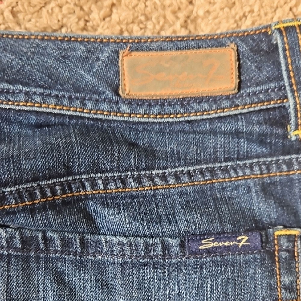 7 For All Mankind Blue Straight Leg Jeans Size 14 - Picture 7 of 8
